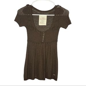 vintage y2k brown hollister babydoll top
